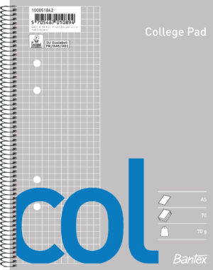 Bantex - Col College Pad, Squared, Swedish Punched Holes