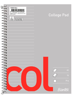 Bantex - Col College Pad, Ruled, Swedish Punched Holes