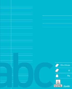 Bantex - Skolehæfte 17x21, 12 linjer