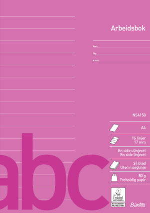 Bantex - Arbetshäfte Norsk Standard A4 Varannan Sida Linjerad 16 Linjer