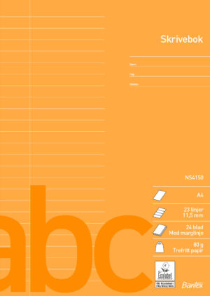 Bantex - Skrivehæfte Norsk Standard A4, 23 linjer med margin