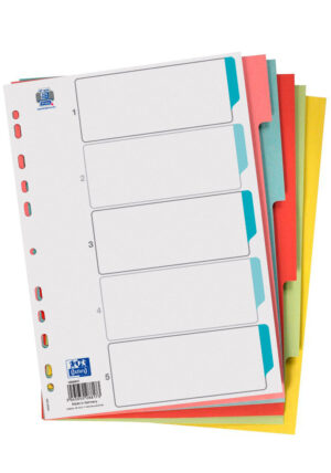 Oxford - Karton fanekort farvede A4 5-delt