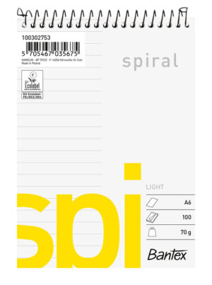 Bantex - Light Spi Spiralblokk A6 Linjert