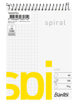 Bantex - Light Spi Spiralblokk A6 Rutet