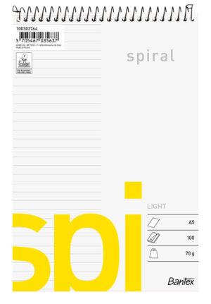 Bantex - Light Spi Spiralblokk A5 Linjert