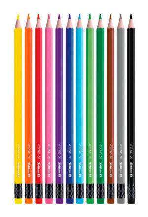 Pelikan - 12 Farveblyanter M/viskelæder