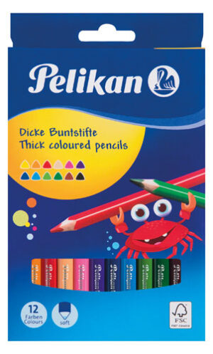 Pelikan - 12 Farveblyanter Jumbo 3-kantet