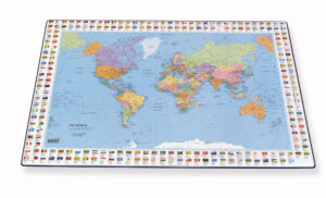 4150-01  Desk Mat With World Map, Blu