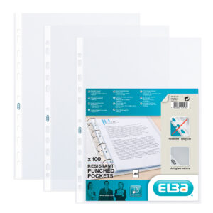 Bag Of 100 Punched Pockets  A4 Polypropylene 90µ Embossed Clear