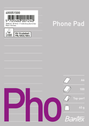 Bantex - Telefonblokk, A6