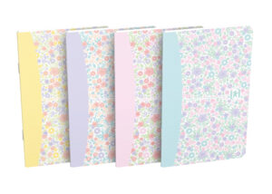 Oxford - Floral 90x140 mm hæftet notesbog, blødt kartonomslag, linjeret 60 sider, assorterede farver