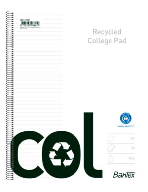 Bantex - Col College Pad, Recycled Paper, A4+, Ruled