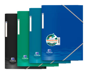 Oxford - OCEANIS A4 mappe med 3 flapper og elastikker, Genanvendt PP, Assorterede farver