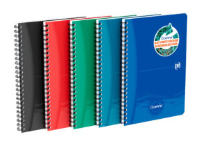 Oxford - Office Oceanis A5 Notesbog i genanvendt PP, dobbeltspiral, 180 sider, 5x5mm kvardreret, assorterede farver