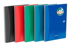 Oxford - Office Oceanis A4 notesbog i genanvendt PP, dobbeltspiral, 180 sider, 5x5 mm kvardreret, assorterede farver