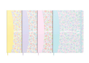 Oxford - Floral A5, notesbog og dagbog, indbundet med hårdt omslag, 5 mm tern, 160 sider, 4 forskellige blomsterdesign, kompatibel med SCRIBZEE